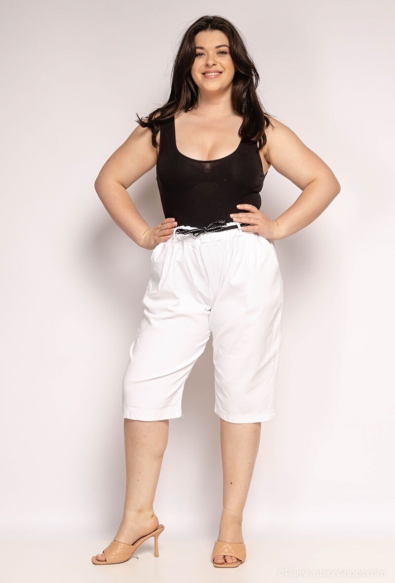 Plus Size High waisted bermuda with removable waistband
