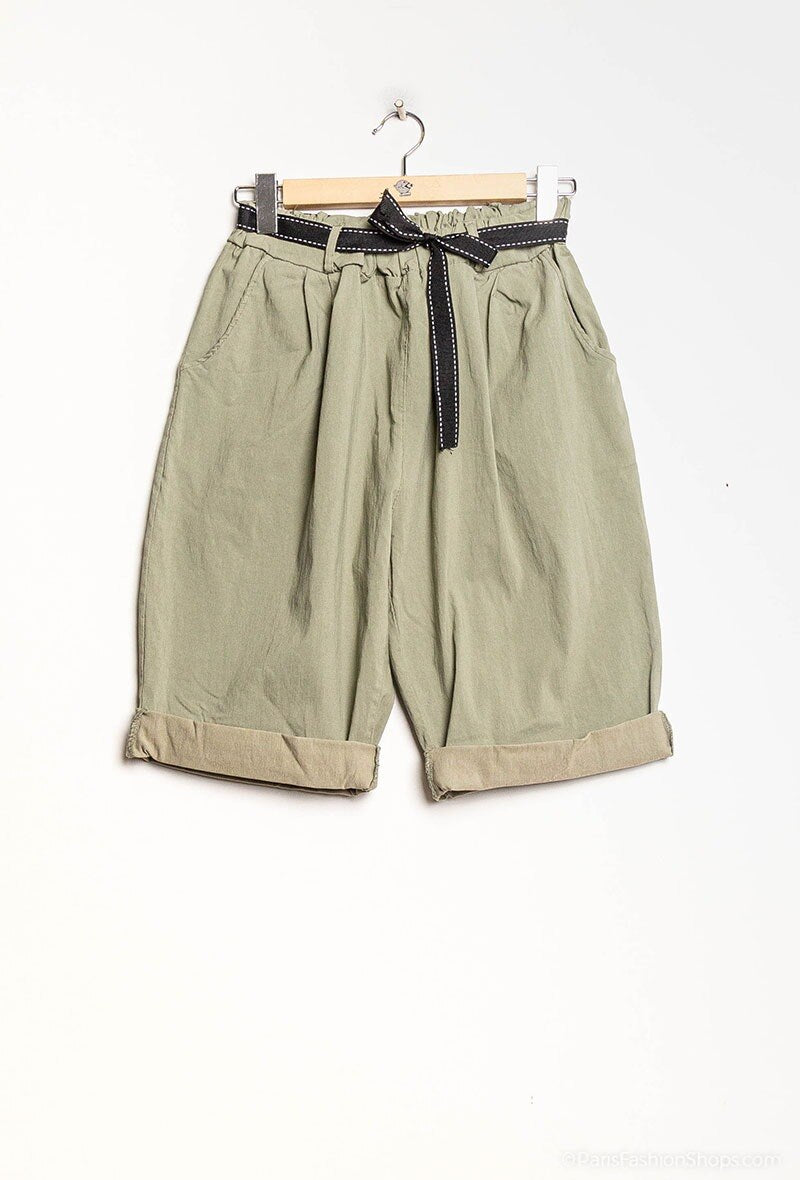 Plus Size High waisted bermuda with removable waistband