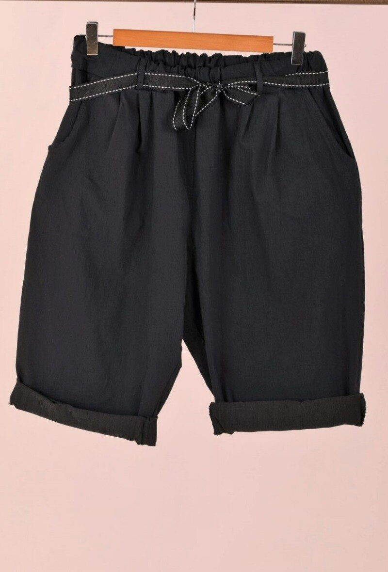 Plus Size High waisted bermuda with removable waistband