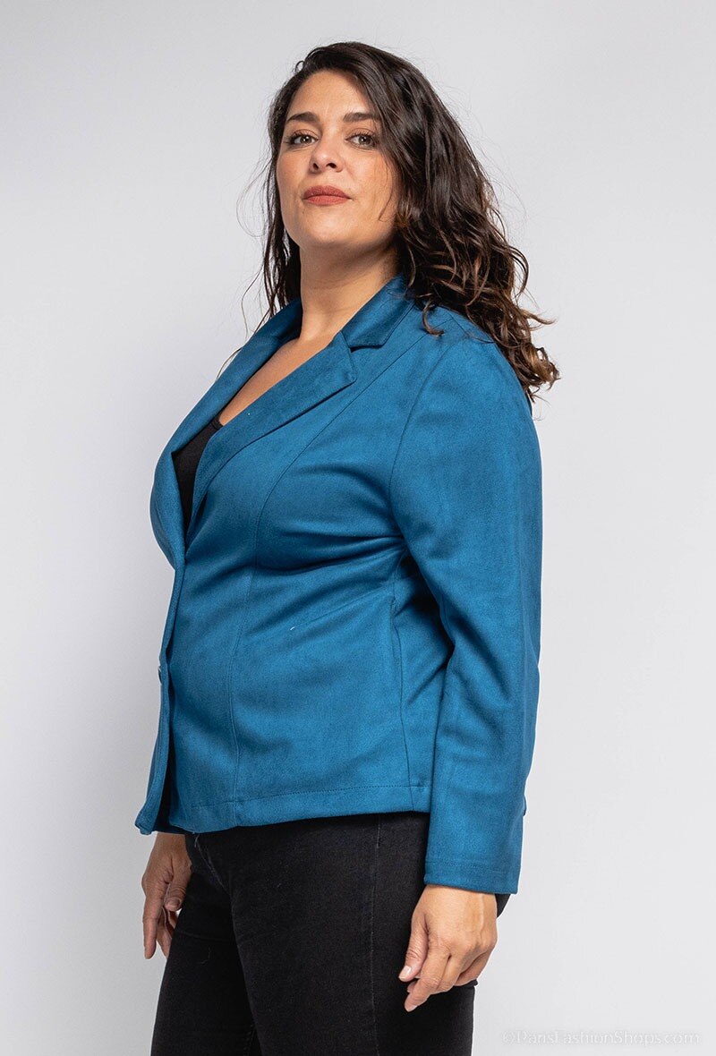 Plus Size Suede Blazer för Stora Kvinnor
