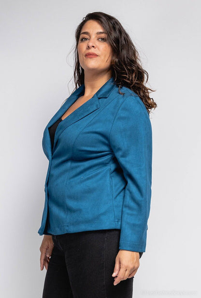 Plus Size Suede Blazer för Stora Kvinnor