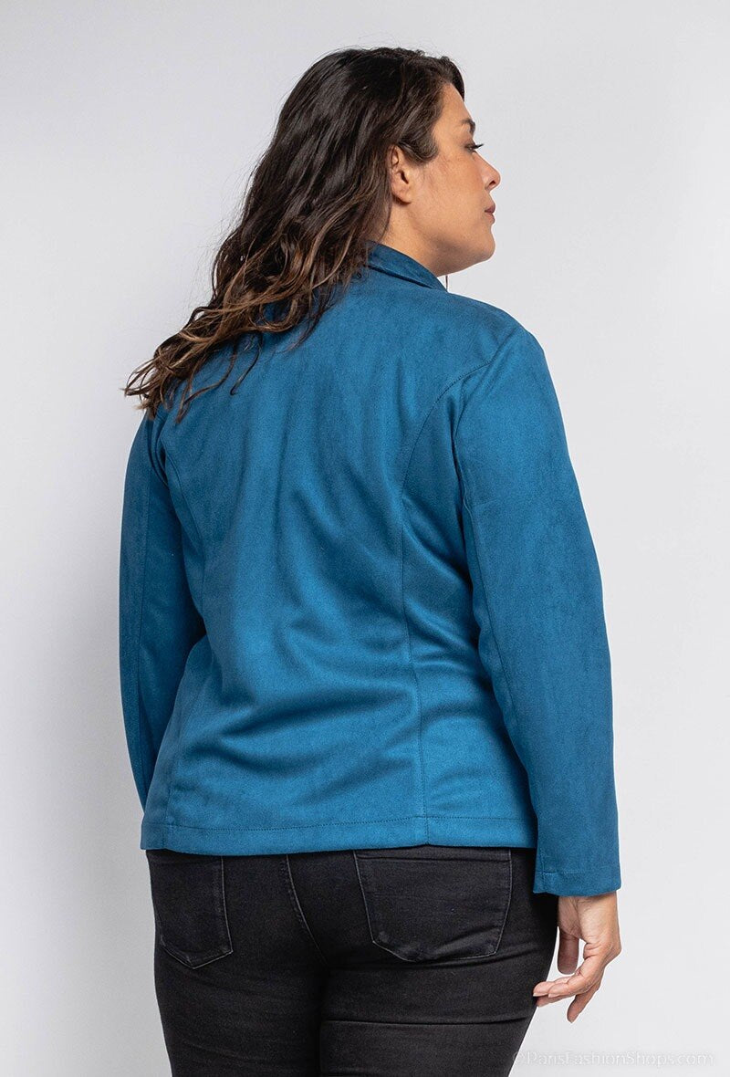 Plus Size Suede Blazer för Stora Kvinnor