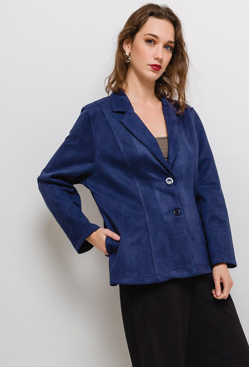 Plus Size Suede Blazer för Stora Kvinnor