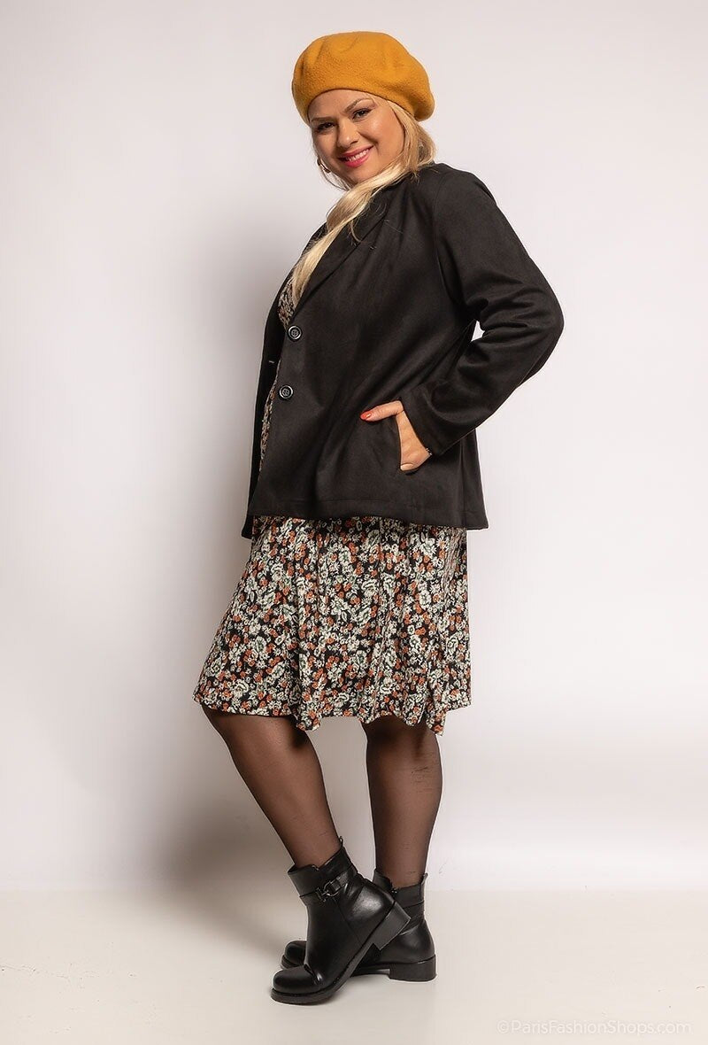 Plus Size Suede Blazer för Stora Kvinnor