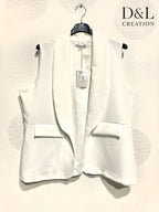 Plus Size Ärmlös Blazer med Falska Fickor