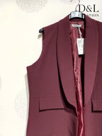 Plus Size Ärmlös Blazer med Falska Fickor