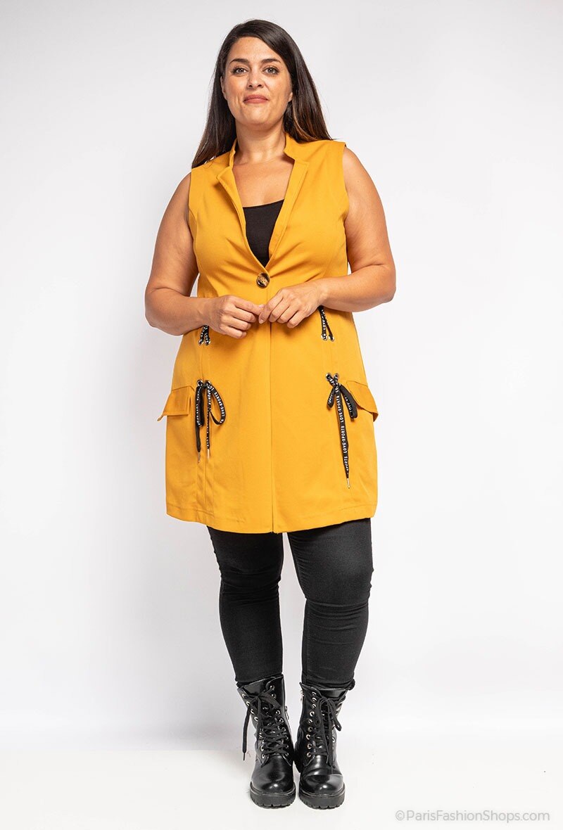 Ärmlös Blazer i Plus Size med Knappar