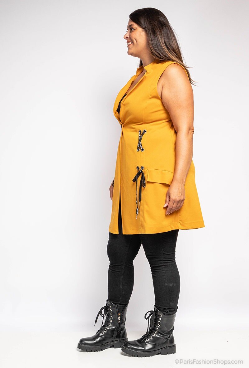 Ärmlös Blazer i Plus Size med Knappar
