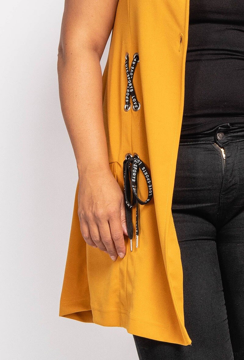 Ärmlös Blazer i Plus Size med Knappar