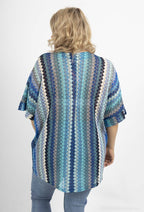 Plus Size Broderad Stickad Blus med Batwing Ärmar