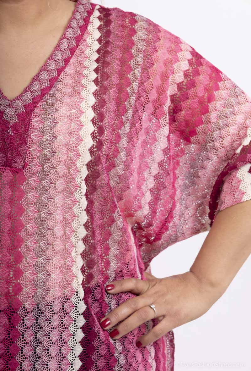 Plus Size Broderad Stickad Blus med Fladdermusärmar