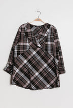 Plus Size Rutig Blus
