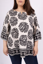 Plus Size Öppen Krage med 3/4 Flared Ärmar