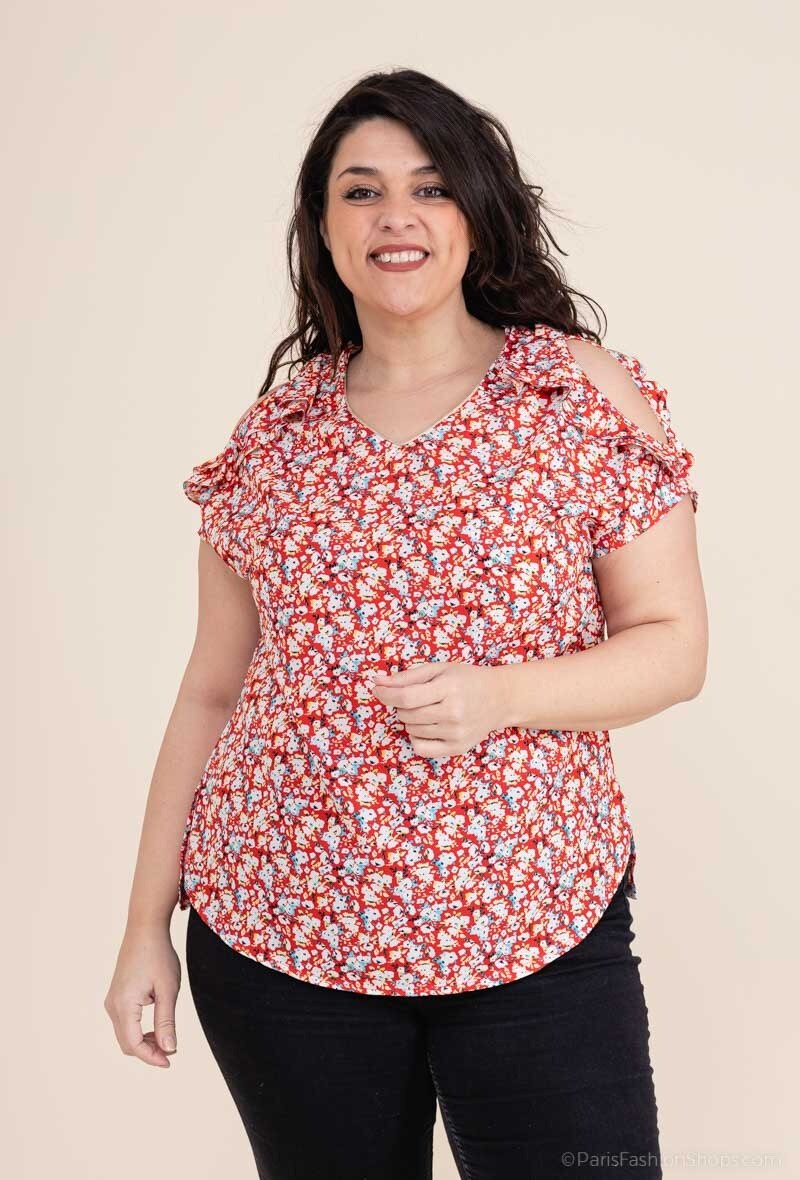 Plus Size Cold Shoulder Blouse