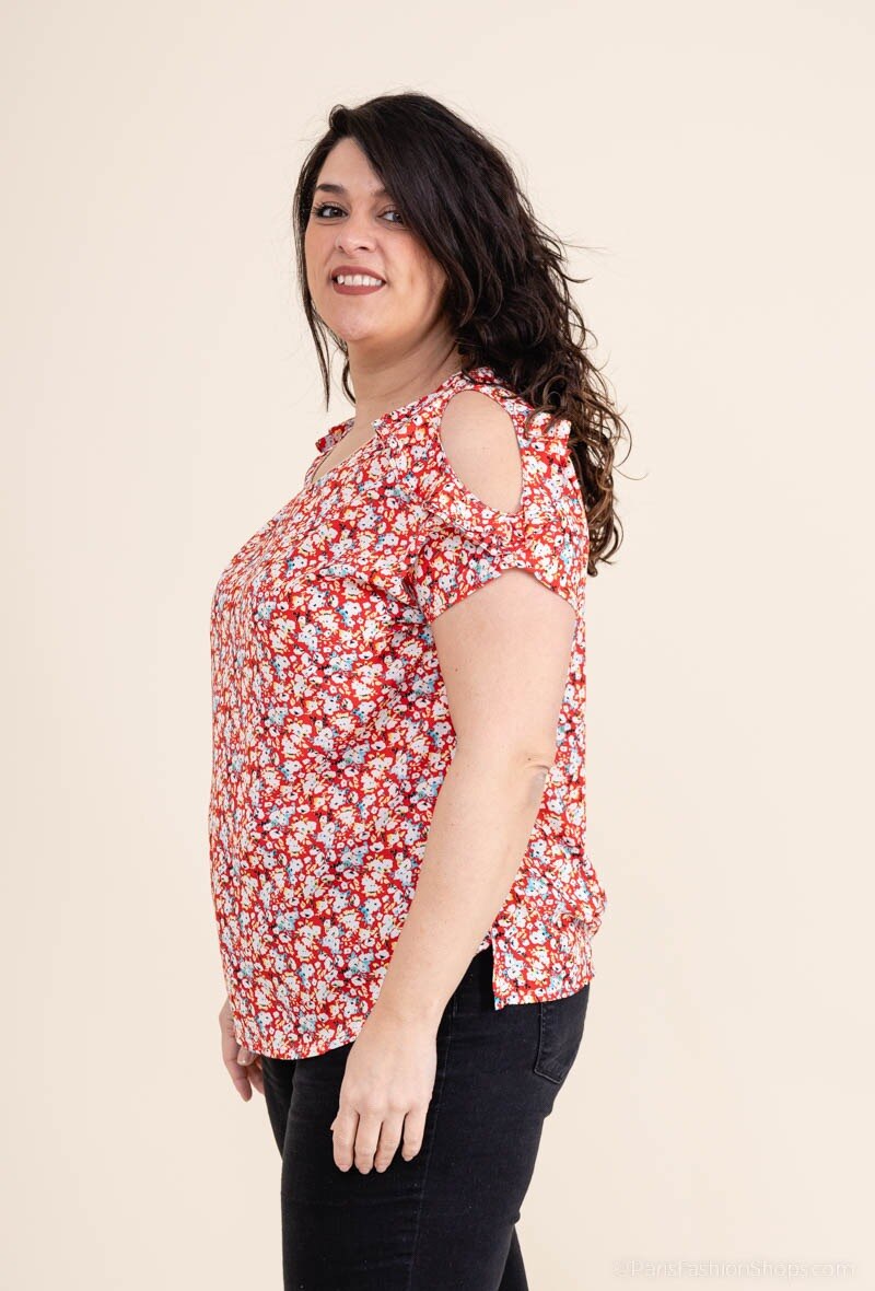 Plus Size Cold Shoulder Blouse