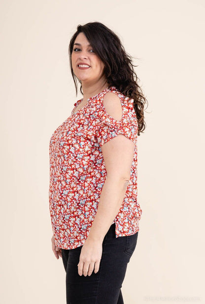 Plus Size Cold Shoulder Blouse