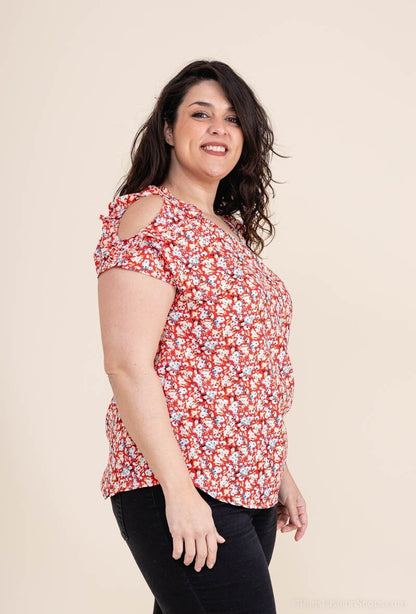 Plus Size Cold Shoulder Blouse