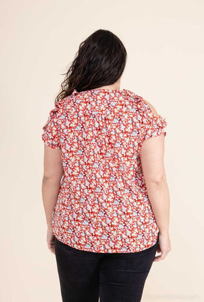 Plus Size Cold Shoulder Blouse