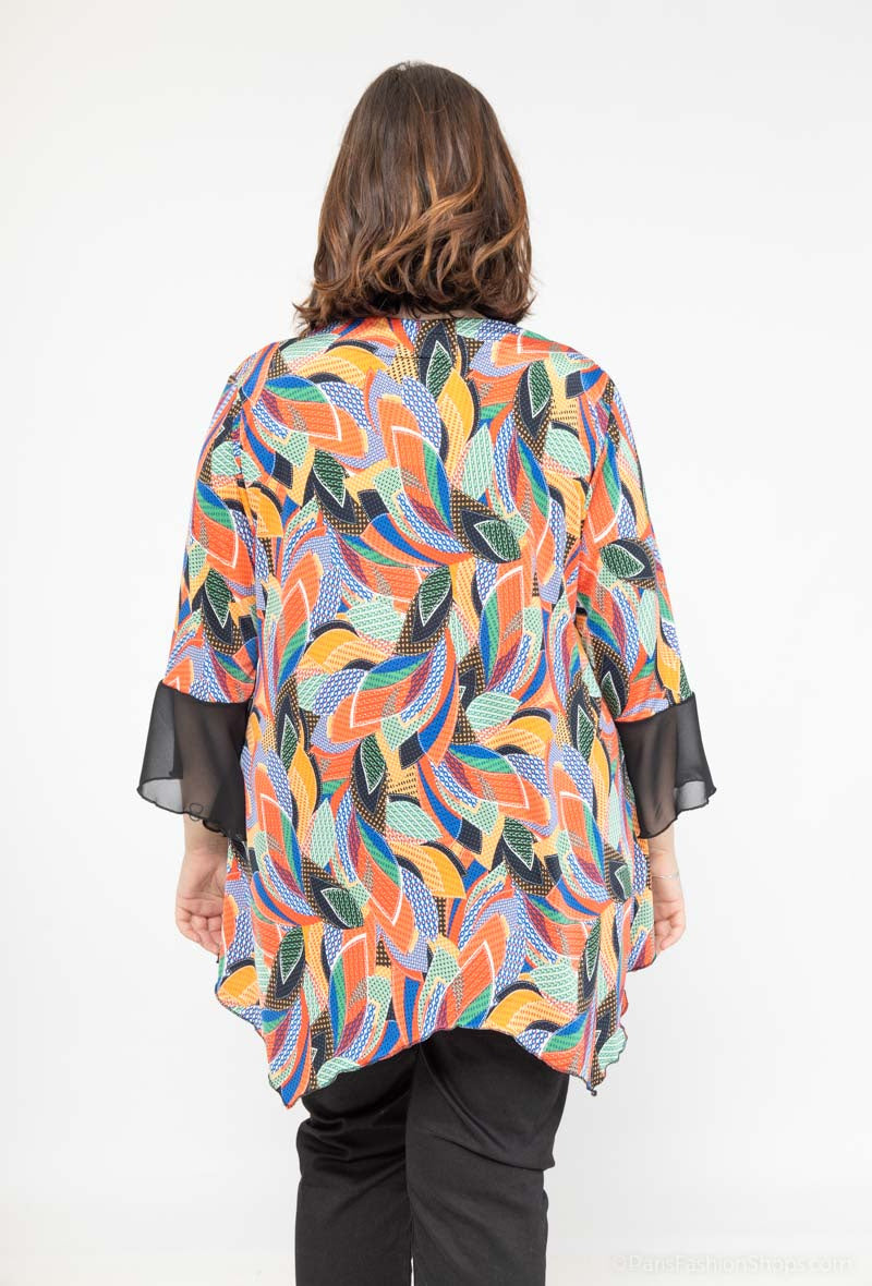 Plus Size V-Neck Print Blouse