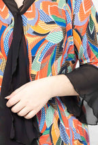 Plus Size V-Neck Print Blouse