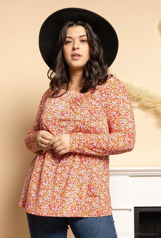 Plus Size Blomtryckt Blus