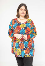 Plus Size Batwing Sleeve Print Blouse
