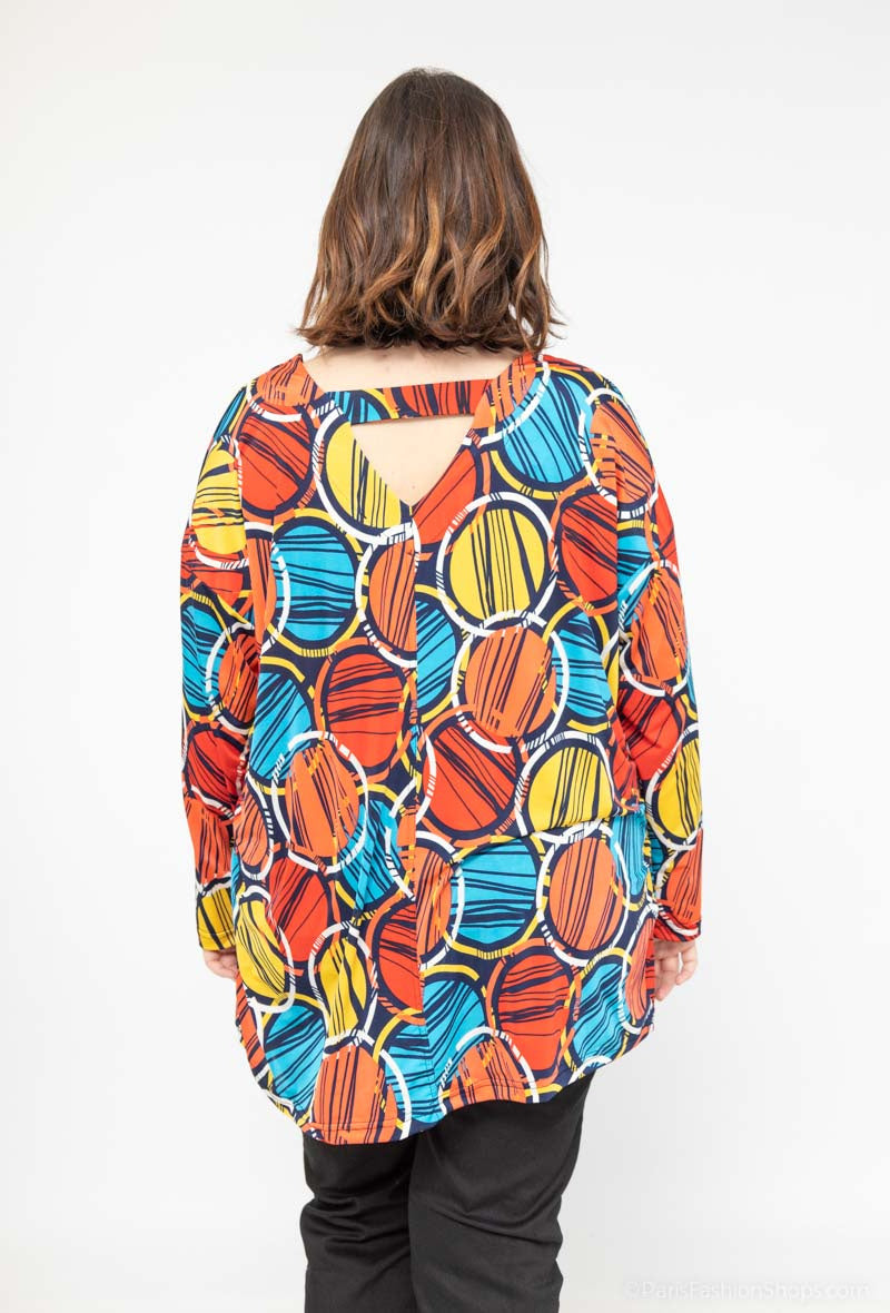 Plus Size Batwing Sleeve Print Blouse