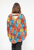 Plus Size Batwing Sleeve Print Blouse