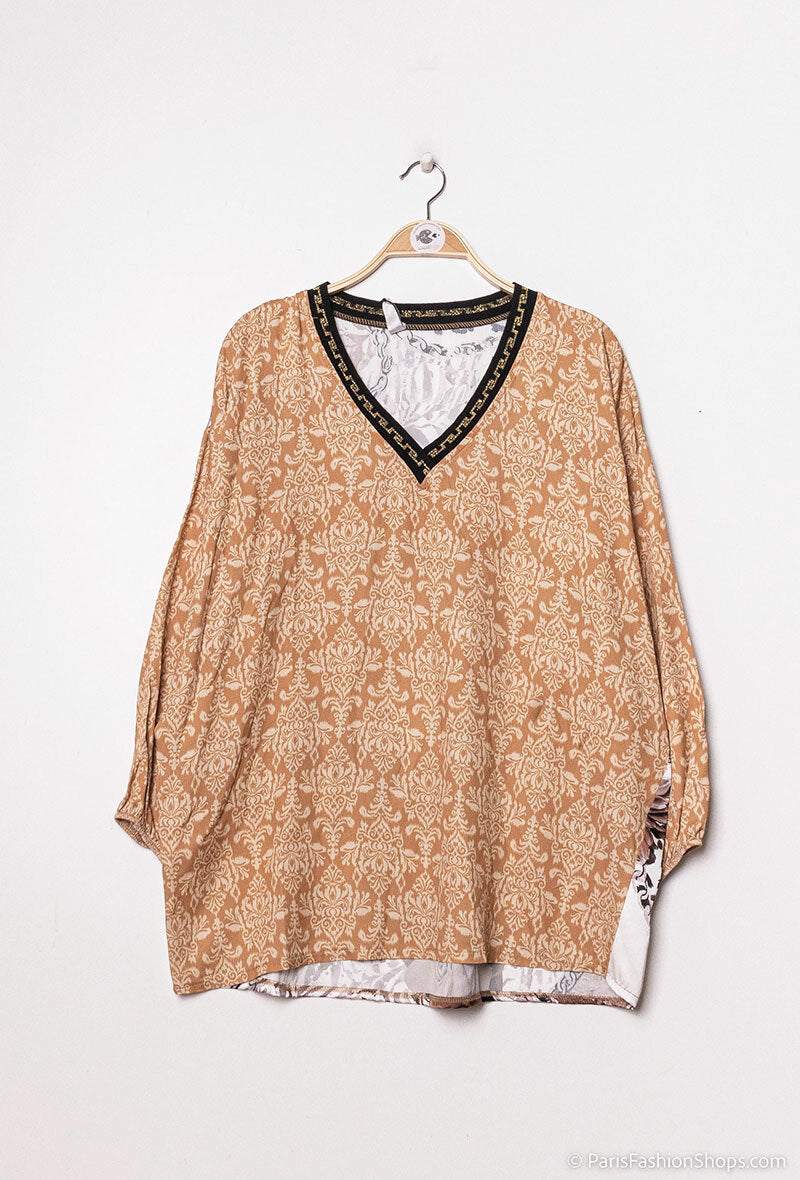 Printes blouss i Stor Storlek