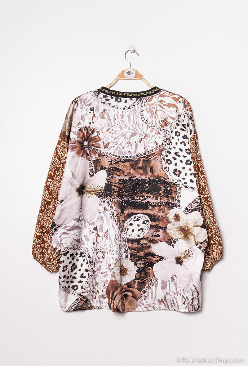 Plus Size Trykt Blus