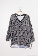 Plus Size Trykt Blus