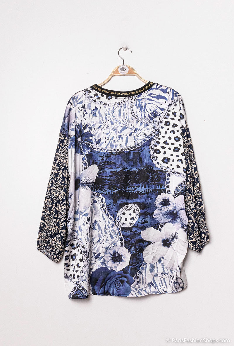 Plus Size Trykt Blus