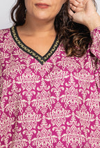 Printes blouss i Stor Storlek