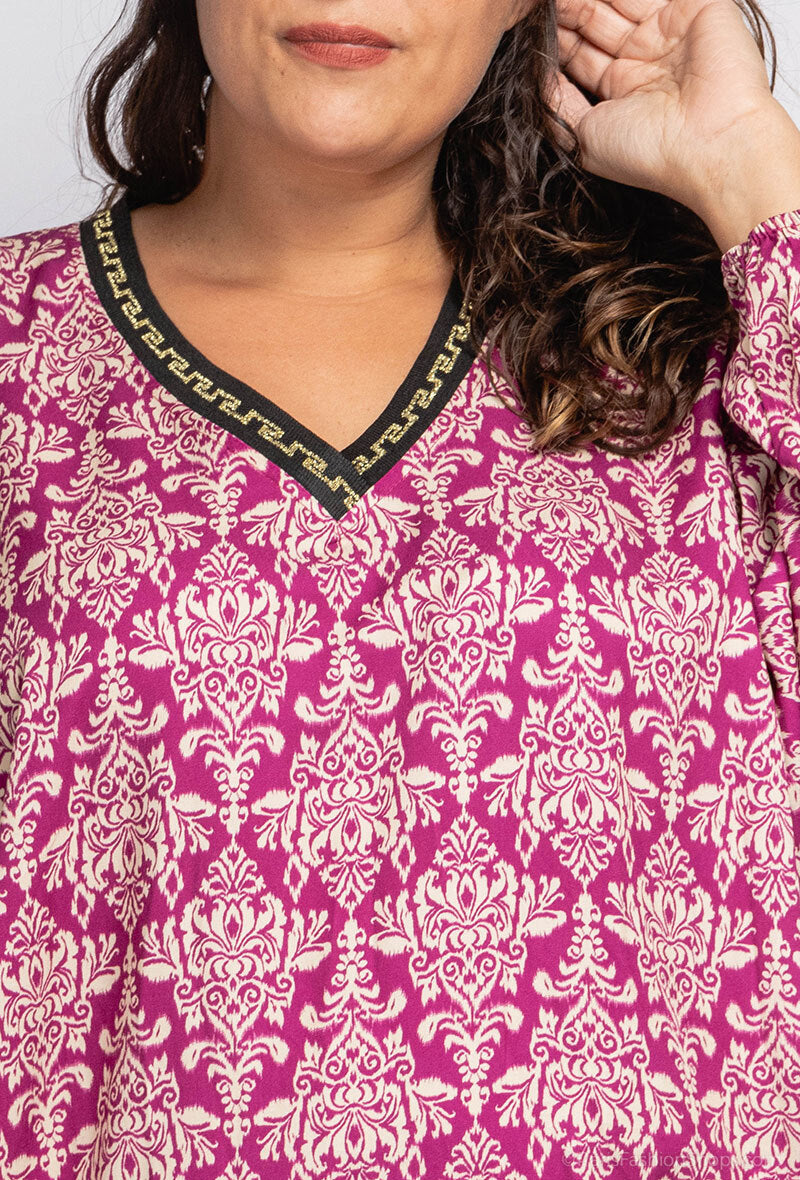 Printes blouss i Stor Storlek