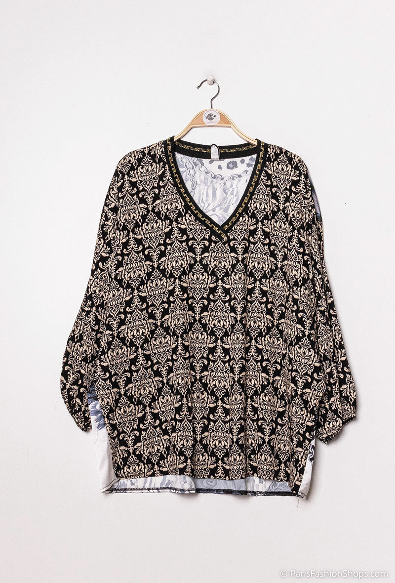 Plus Size Trykt Blus