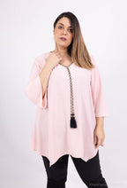 Plus Size Bow blouse with 3/4 flared sleeves