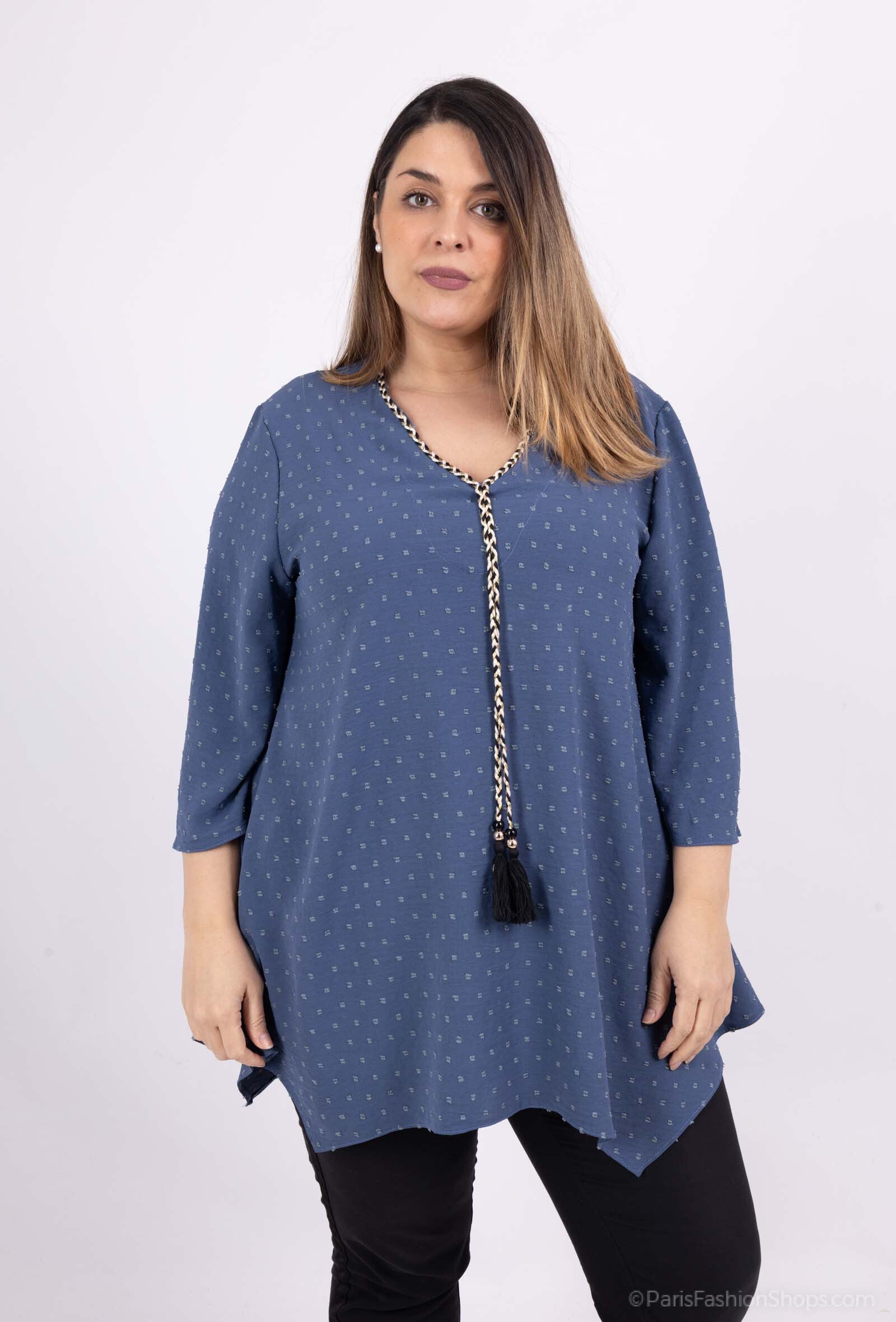 Plus Size Bow blouse with 3/4 flared sleeves