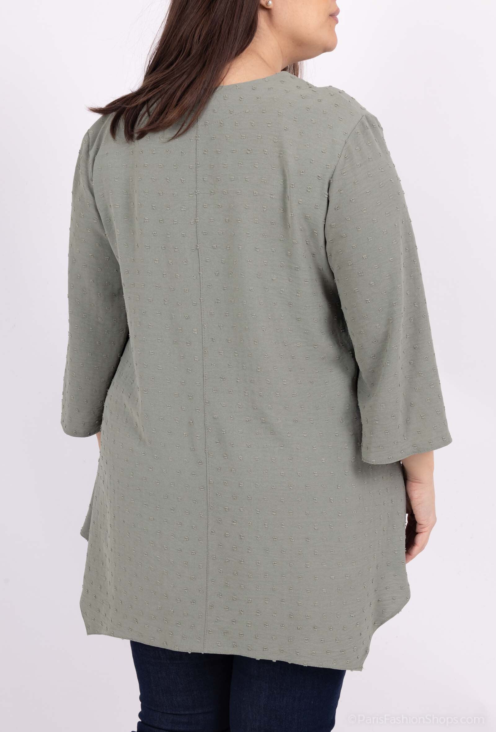 Plus Size Bow Blus med 3/4 Flared Ärmar