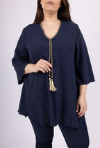 Plus Size Bow blouse with 3/4 flared sleeves