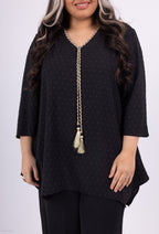 Plus Size Bow Blus med 3/4 Flared Ärmar