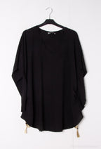 Plus Size Viskos Blus med Slåttärm - H5125-1