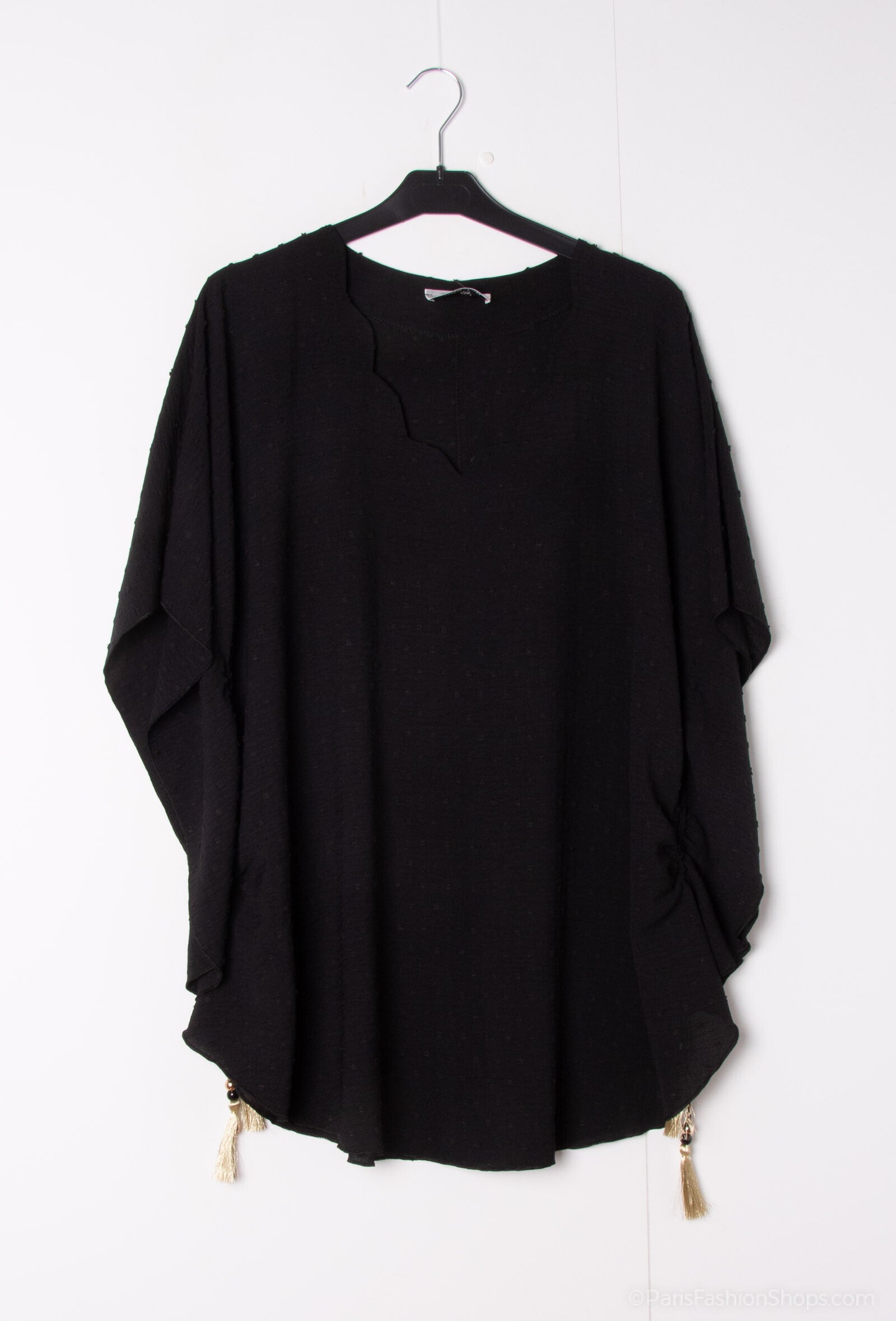 Plus Size Viskos Blus med Slåttärm - H5125-1