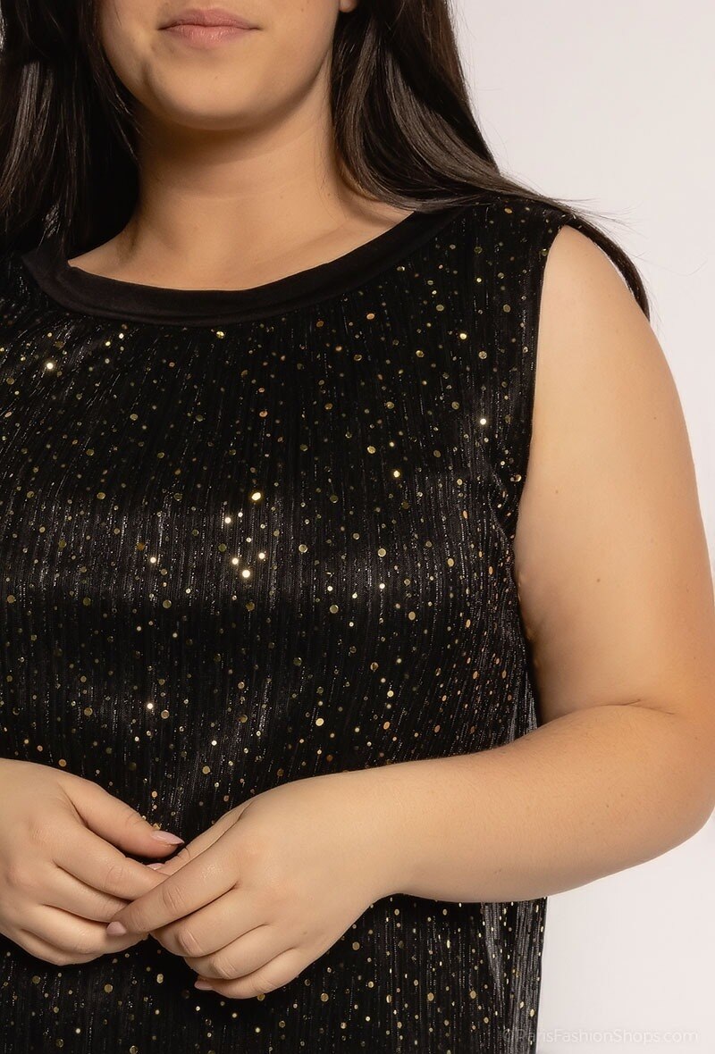 Plus Size Blus med Reflekterande Polka Prickar