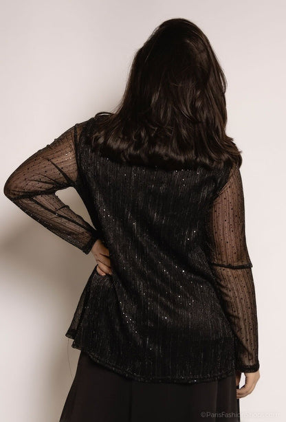Plus Size Blouse med Reflekterande Prickar