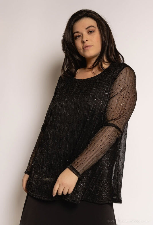 Plus Size Blouse med Reflekterande Prickar