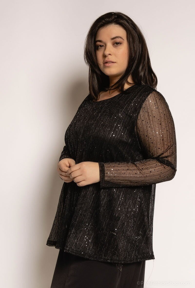 Plus Size Blouse med Reflekterande Prickar