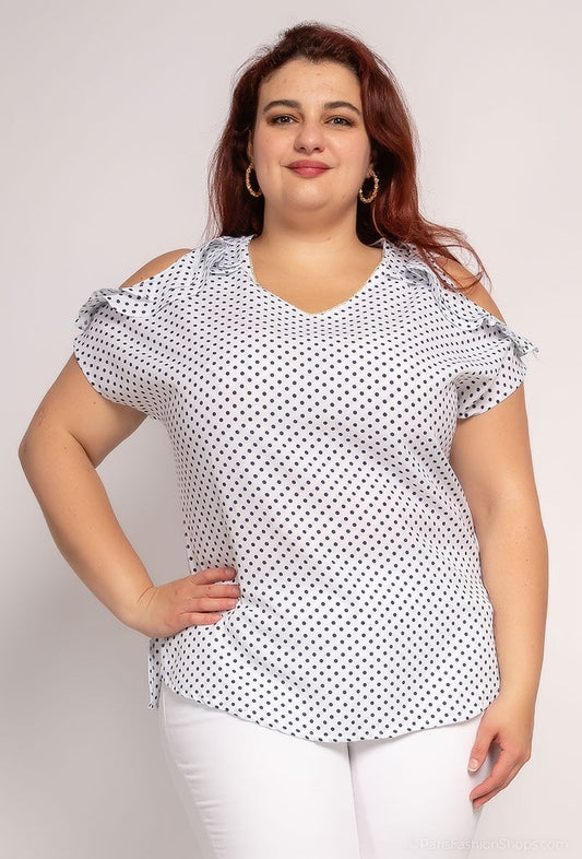 Plus Size Spotted Blouse
