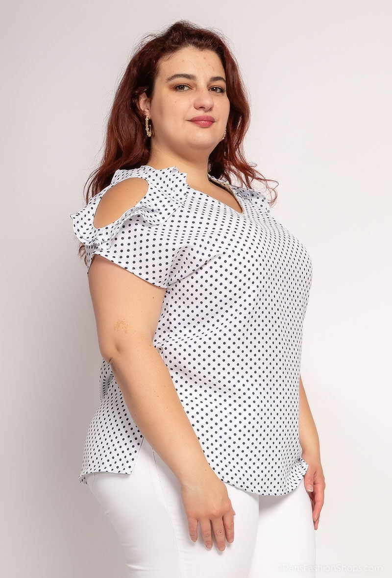 Plus Size Spotted Blouse