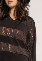 Plus Size Blus med Glittrande Ränder