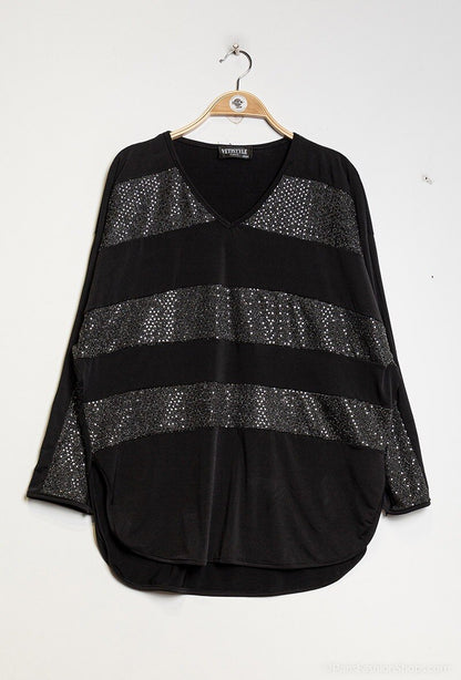 Plus Size Blouse with Sparkly Stripes